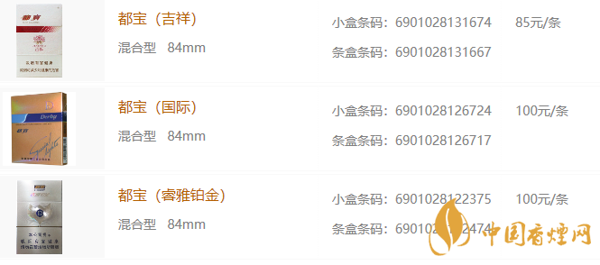 都宝香烟价格表图一览 都宝香烟多少钱一包