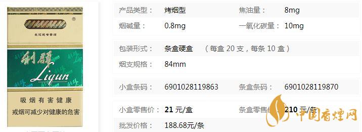 利群长嘴8mg硬盒香烟价格表查询一览