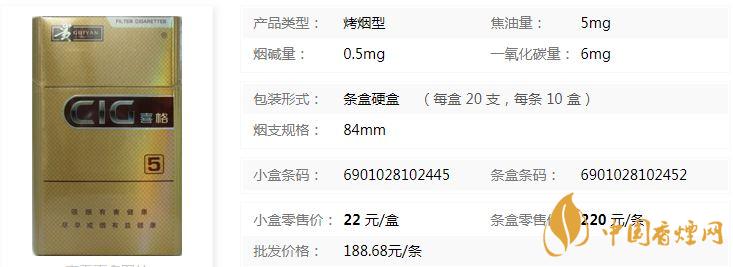 贵烟喜格5mg多少钱一包 贵烟喜格5mg价格及参数