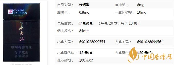 长白山8mg多少钱一盒 长白山8mg黑盒价格表详情