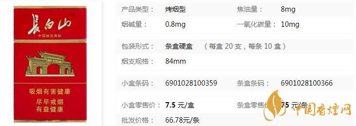 长白山硬红多少钱一盒 长白山硬红进价价格查询