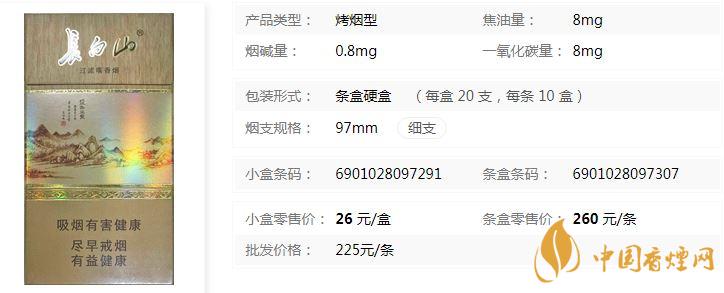 长白山沉香烟什么价 长白山沉香烟硬盒价格表及参数