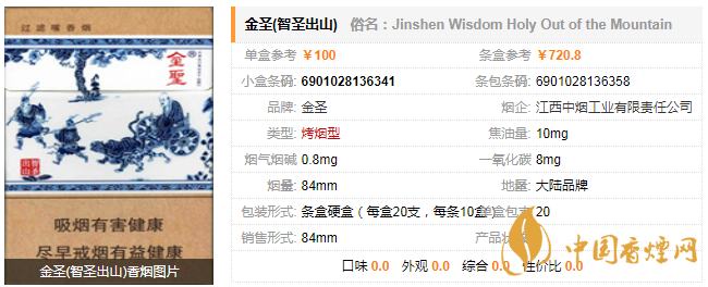 金圣智圣出山烟多少钱一包 金圣智圣出山价格及参数介绍