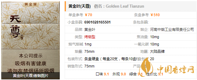 黄金叶天尊香烟多少钱一包 黄金叶(天尊)价格及口感分析