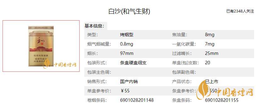 白沙烟价格表 白沙烟价格表2021款细支