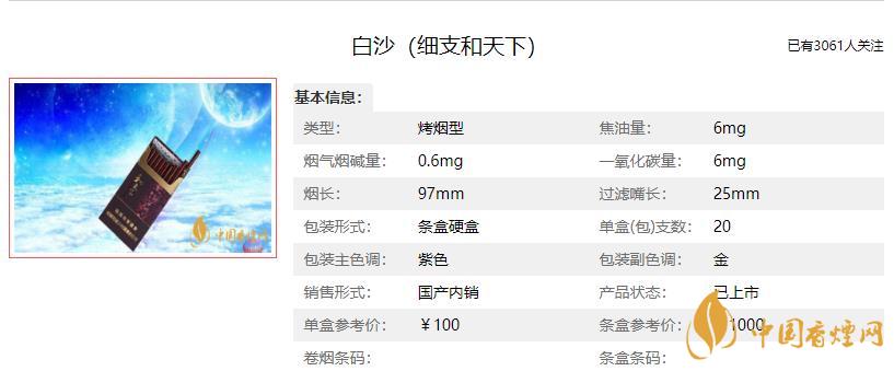 白沙烟价格表 白沙烟价格表2021款细支