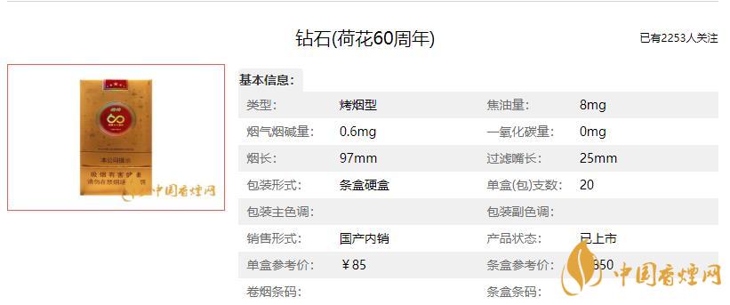 荷花60周年版多少钱一包 荷花60周年烟价格