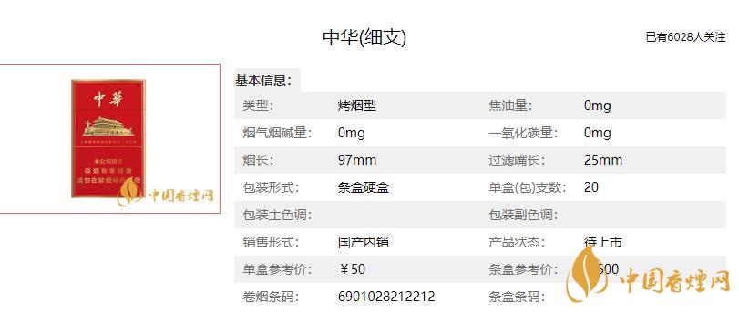 中华细支多少钱一包 中华细支香烟价格表图2021