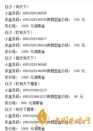 和天下香烟价格表图片大全2021报价