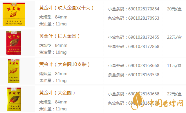 大金圆黄金叶多少钱一包 大金圆黄金叶烟价格表