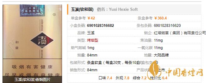 玉溪软和谐香烟怎么样 玉溪软和谐香烟价格及参数一览