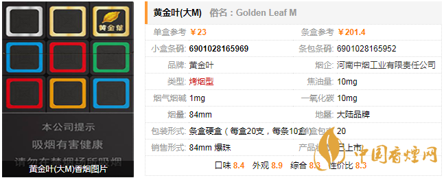 黄金叶大m烟价格表 黄金叶大m烟口感分析