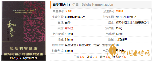 和天下香烟价格一览表 和天下香烟怎么样