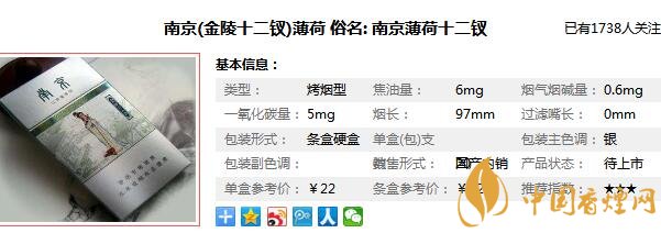 南京薄荷味香烟多少钱 南京薄荷味香烟价格图片