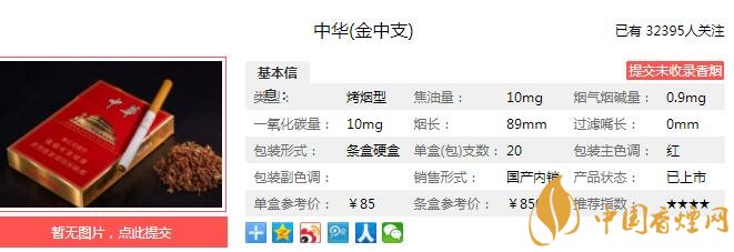 中华金中支多少钱一包 中华金中支引领中支烟潮流